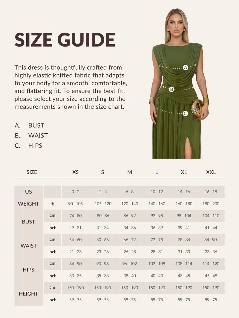 Draped Cowl Neck Sleeveless Maxi Dress
